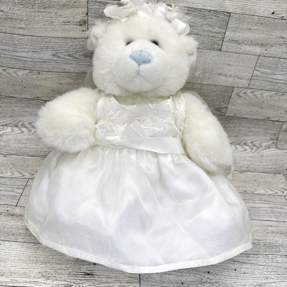Build-A-Bear White Teddy Bear Bride with Wedding Dress &‎ Veil